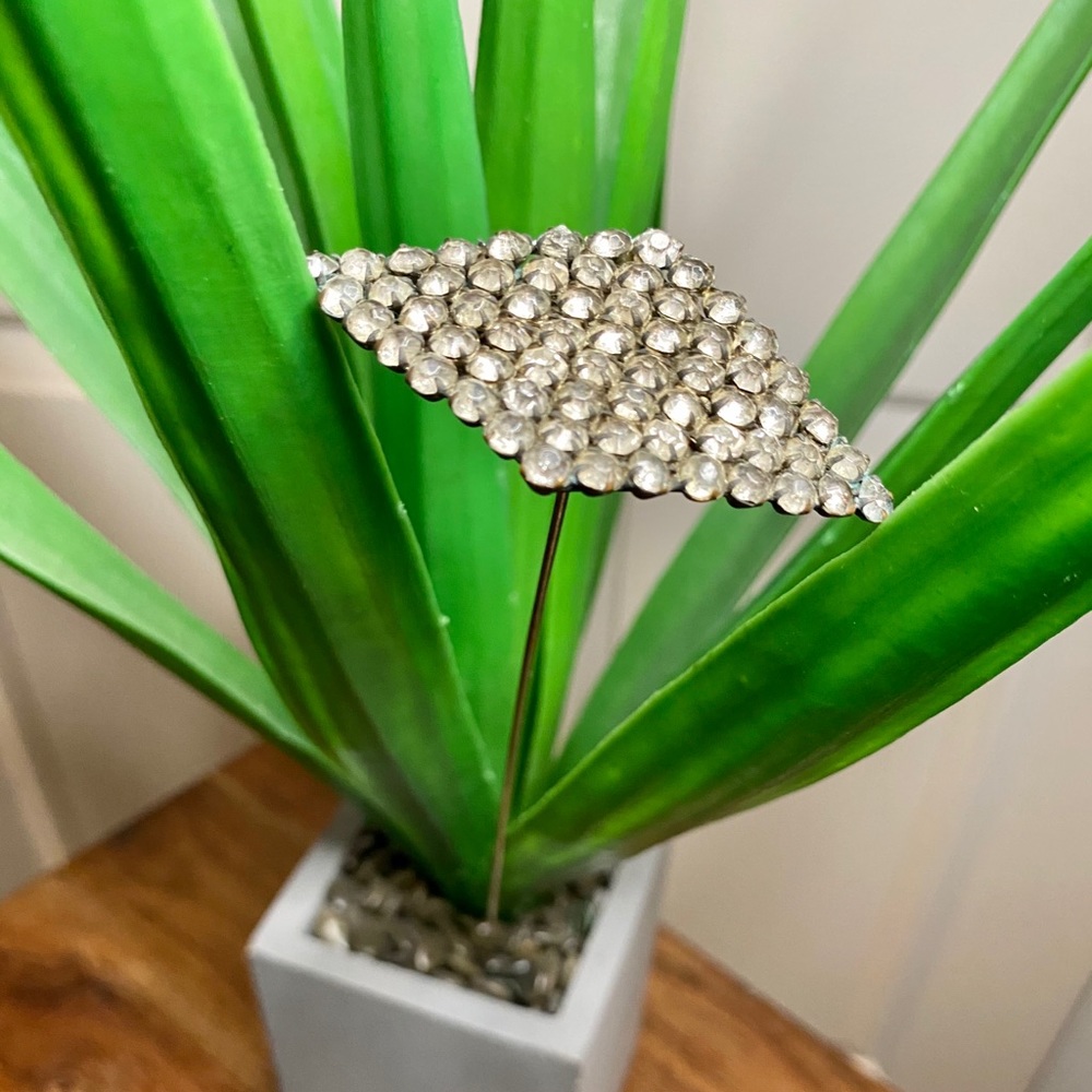 Antique Diamond Shaped Rhinestone Hat Pin 💎 - Picture 12 of 16